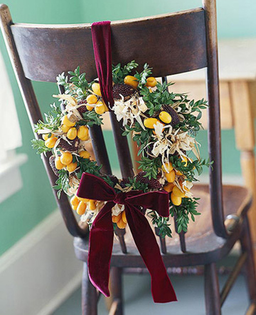 EWreathOnChairWideVelvetRibbon