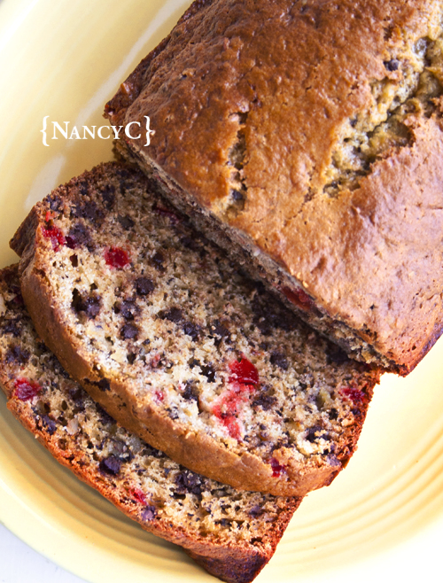 Chocolate Chip Cherry Banana Bread @ NancyC