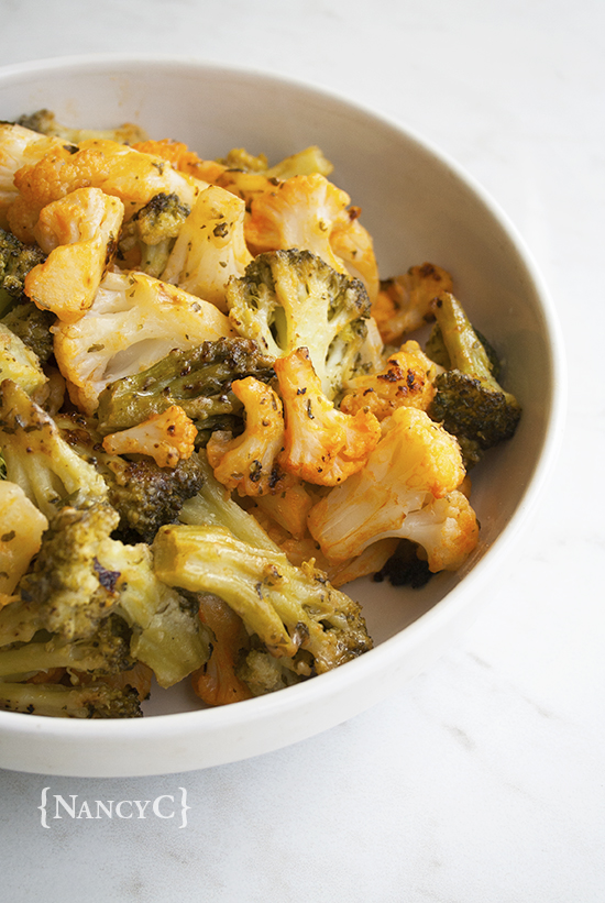 Buffalo Ranch Roasted Cauliflower and Broccoli @ NancyC