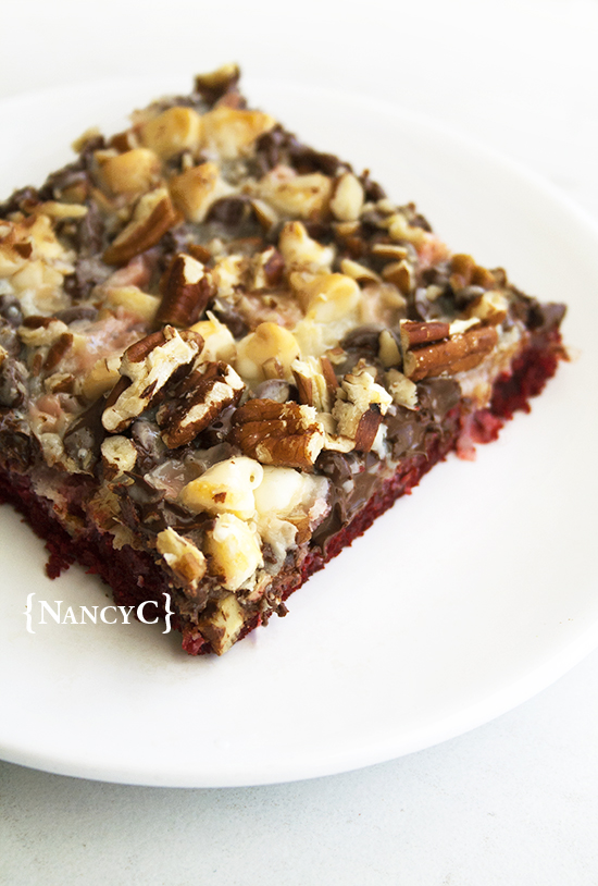 Red Velvet Magic Bars @ NancyC