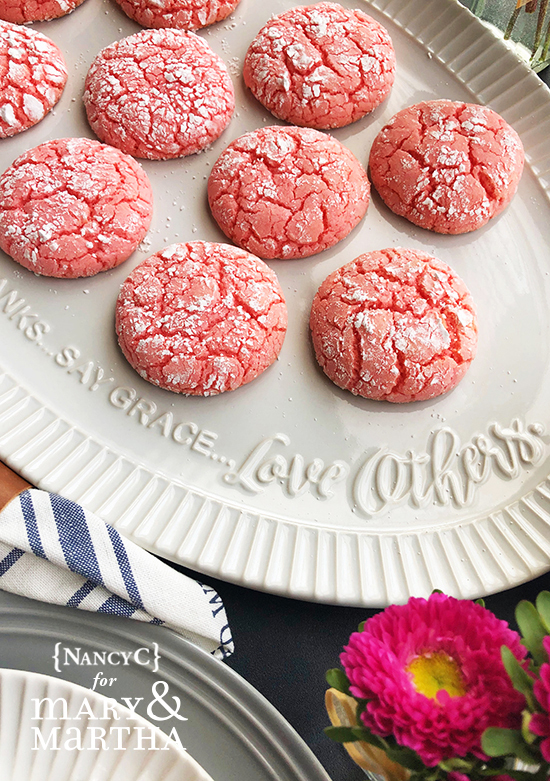 Strawberry Crinkle Cookies @ NancyC