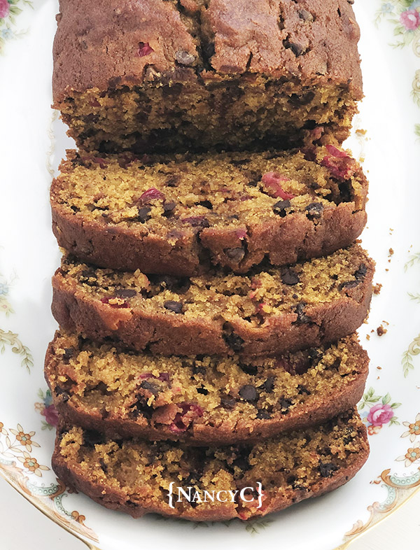 Chocolate Chip-Cranberry Pumpkin Bread