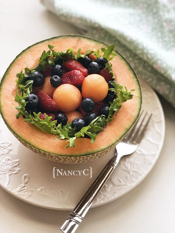 Fruit-Filled Cantaloupe Baskets